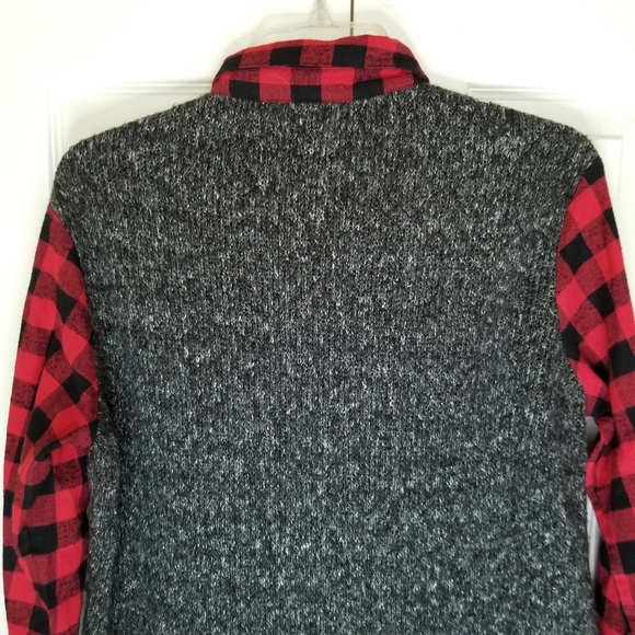 Maud Vivante‎ Buffalo Plaid Flannel With Knit Back Top Size: L - Picture 5 of 12